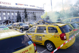 Протест - таксиметрови шофьори - шествие