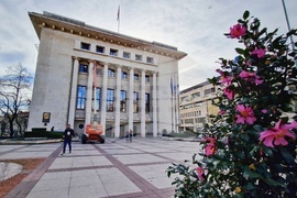 Бургас - сграда на общината - коледни светлини