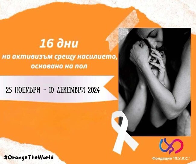 Фондация П.У.Л.С: Стартират 16-те световни дни на активизъм срещу насилието, основано на пола 