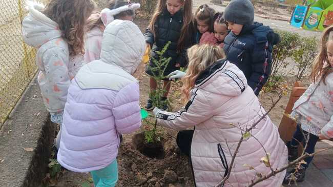 Екоинспекцията в Пазарджик участва в съвместна инициатива по засаждане на дръвчета с детска градина "Слънчо"