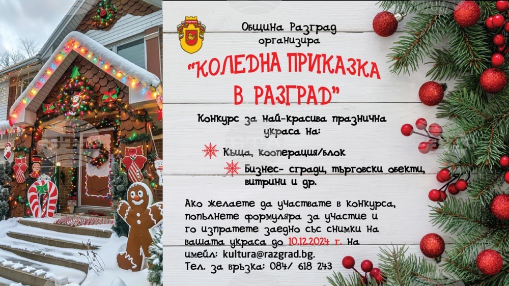 В Разград ще отличат организации и граждани в първия конкурс за коледна украса