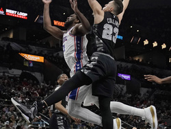 APTOPIX 76ers Spurs Basketball
