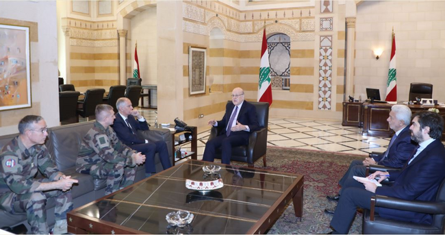 ННА: Ливанският премиер се срещна с ръководителя на френската военна делегация, участваща в комитета за наблюдение на прекратяването на огъня