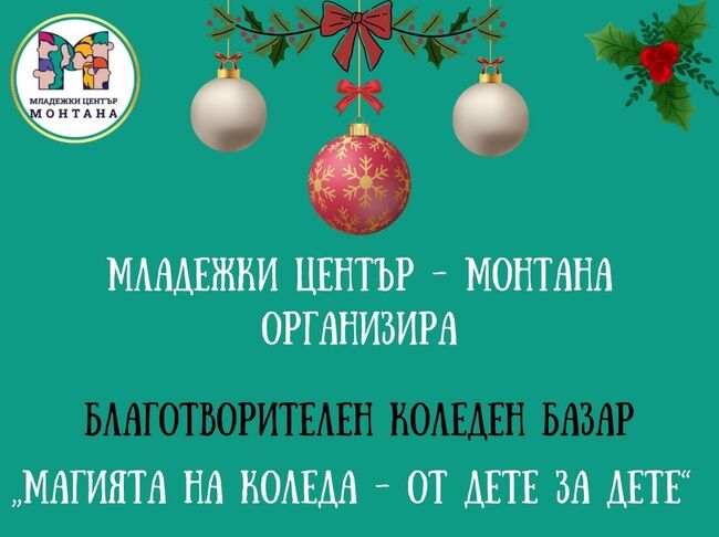Благотворителен коледен базар „Магията на Коледа - от дете за дете“ организира младежкия център в Монтана