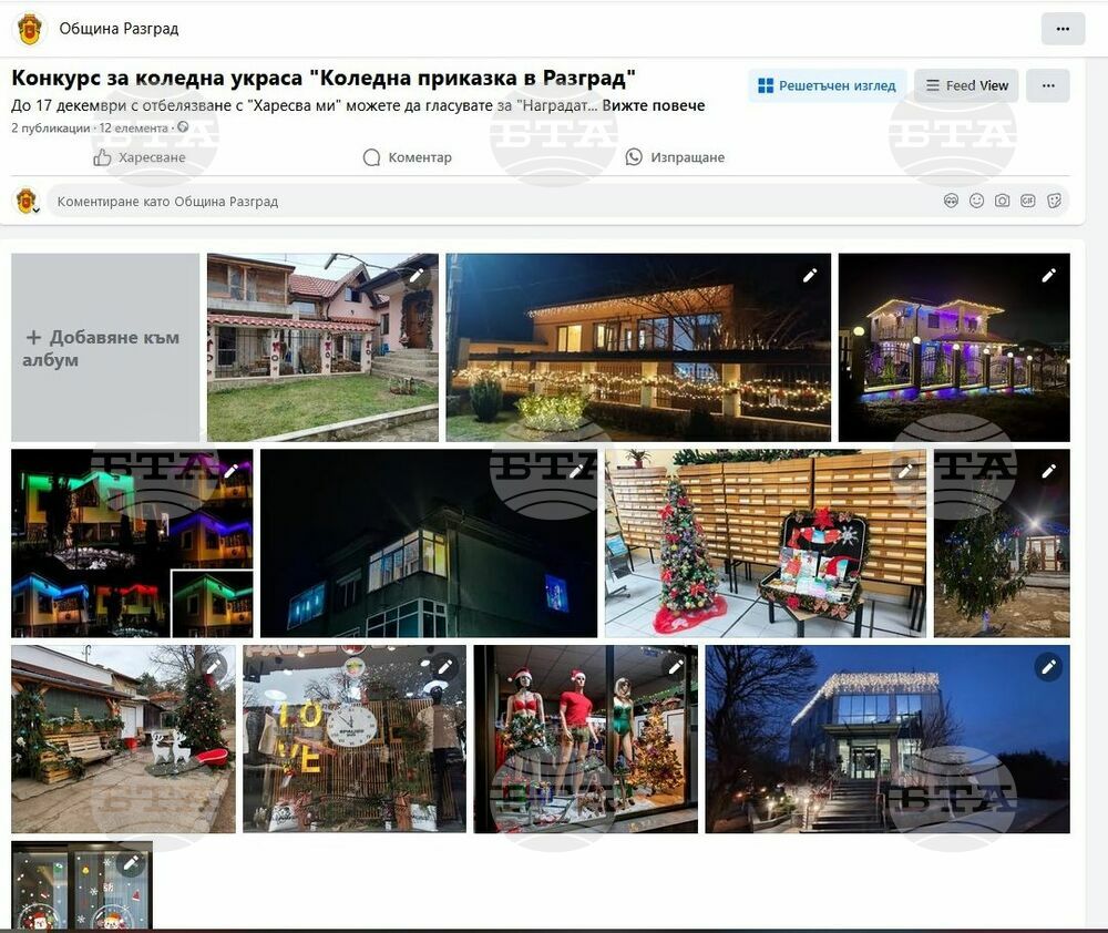 Общо 12 участници се надпреварват в конкурса за най-красива коледна украса в Разград