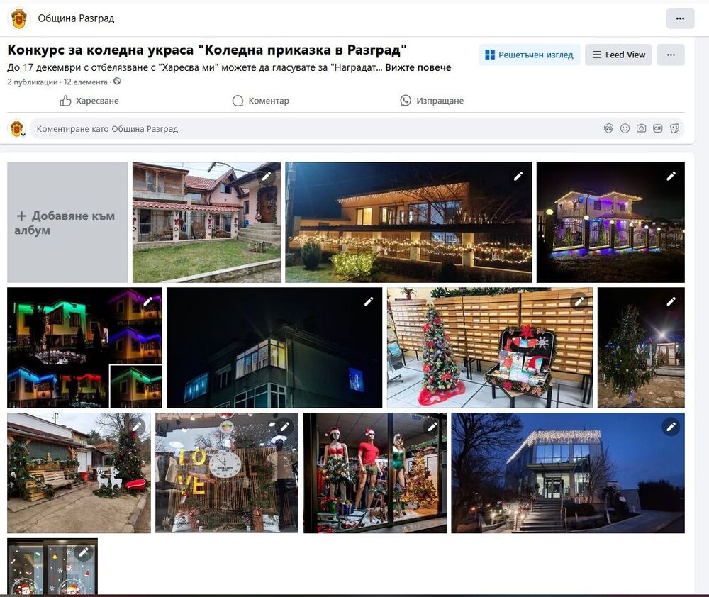 Общо 12 участници се надпреварват в конкурса за най-красива коледна украса в Разград