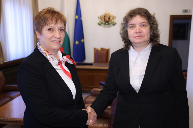 Председателят на Народното събрание Наталия Киселова разговаря с председателя на Българската академия на науките член-кореспондент Евелина Славчева