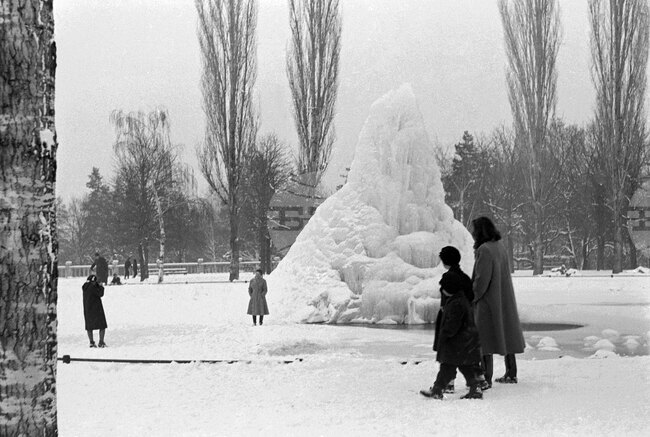 Зимен ден в Борисовата градина през 1954 година