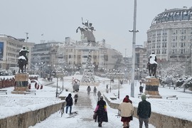 Северна Македония - Скопие - обилен снеговалеж
