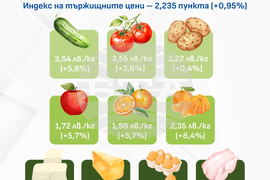 Цени на основни хранителни стоки, плодове и зеленчуци на борсите у нас през седмицата 6-10 януари