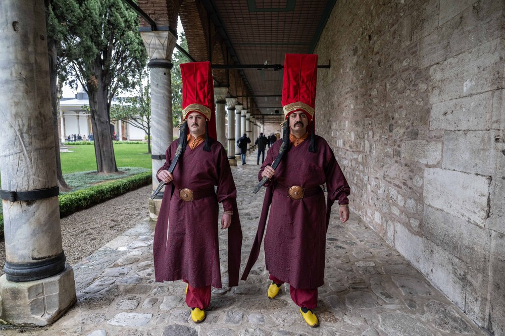 Gendarmes in 18th Century Uniforms Guard Istanbul's Topkapi Palace