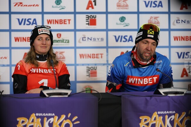 Банско - Световна купа по алпийски сноуборд - Андреас Промегер - Рамона Терезия Хофмайстер - пресконференция