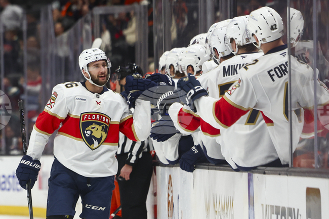 Шампионът в Националната хокейна лига Флорида вкара пет гола при визитата си на Анахайм