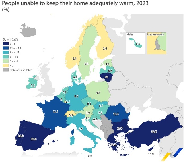 Bulgaria Third in EU for Share of Population Unable to Keep Home Adequately Warm in 2023 - Eurostat