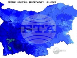 Фигура 1. Средна месечна температура в градус Целзий.