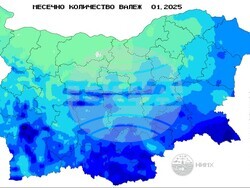 Фигура 3. Месечна сума на валежа в мм (л/кв.м).