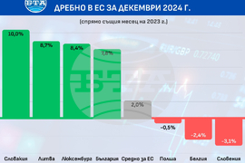 Обемът на търговията на дребно е намалял с 0,3 на сто в ЕС и с 0,2 на сто в еврозоната през декември, а в България е отчетен растеж