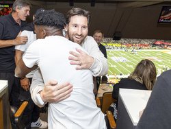 Iconic adidas partners including Lionel Messi cheer on Patrick Mahomes at Super Bowl 2025