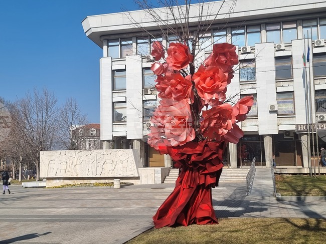 Арткомпозиции украсяват центъра на Плевен в навечерието на празника на влюбените