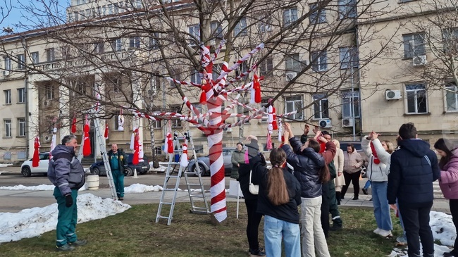 Деца украсиха с мартеници Дървото на Европа в центъра на Разград