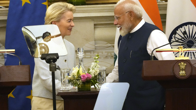 ЕС и Индия сключиха търговско споразумение, съобщиха Урсула Фон дер Лайен и Нарендра Моди