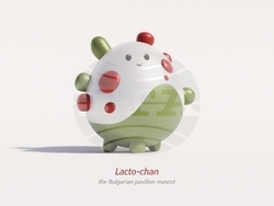 Талисманът на България „Лакто-чан“ в Световното изложение ЕКСПО - 2025 в Осака, Япония. Снимка: УНСС