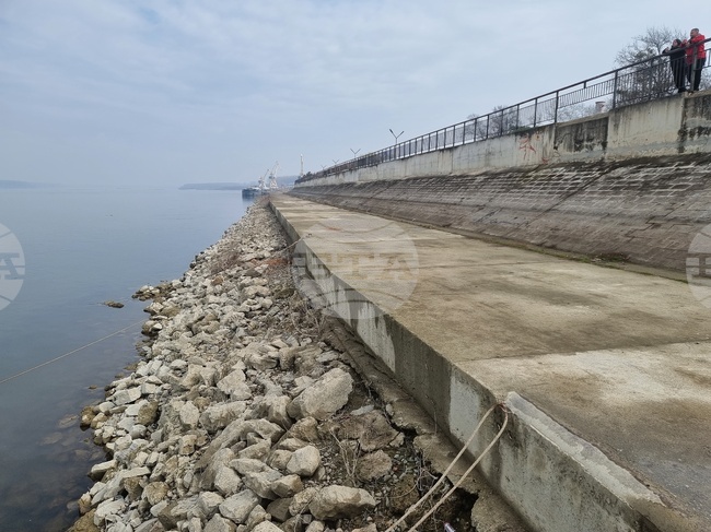 Необичайно ниско за сезона е нивото на Дунав при Лом, днес за втори ден е отчетен спад