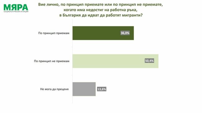 Българите виждат повече проблеми с мигранти в Европа като цяло, а не толкова в България, сочи проучване на "Мяра"