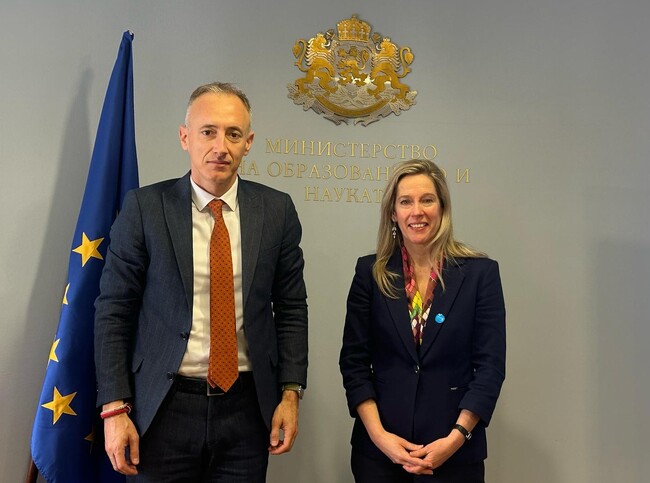 Education Minister, UNICEF Representative to Bulgaria Christina Dorothea de Bruin Discuss Cooperation, New Priorities