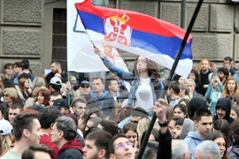 Сърбия - Белград - протест - бившият Генерален щаб 