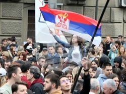 Сърбия - Белград - протест - бившият Генерален щаб 