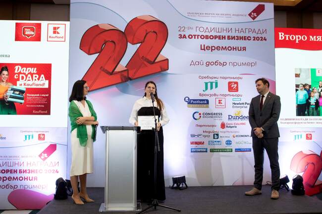 Социални проекти на "Кауфланд България“ получиха отличие от Българския форум на бизнес лидерите