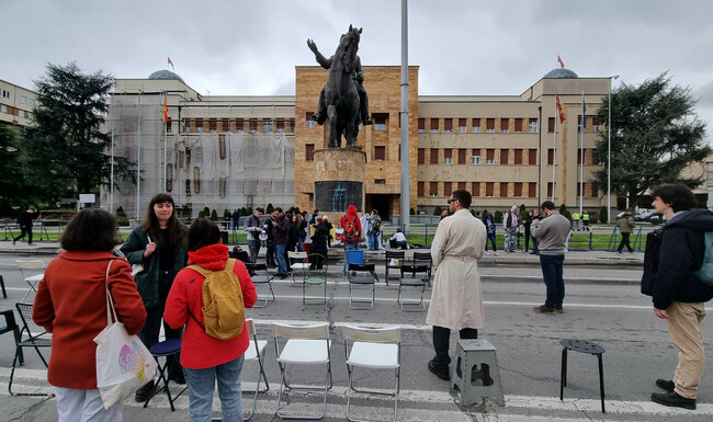 Гражданската инициатива "Кой е следващият" отново организира протест пред парламента в Скопие заради пожара в дискотека "Пулс" в Кочани