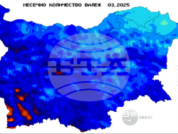 Месечна сума на валежа  в мм (л/кв. м).