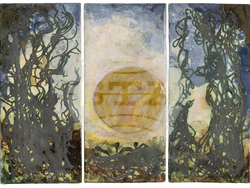 Творба от изложбата „Памет – посоки – поколения“ на Марена Джингова (1939 - 2016). Снимка: Галерия книжарница „София прес“