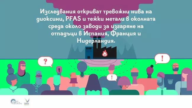 ЕС "За Земята": Токсично замърсяване около инсталации за изгаряне на отпадъци в Испания, Франция, Нидерландия отчита ново изследване
