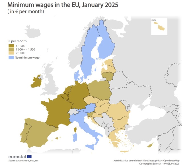 Bulgaria's Minimum Wage 4.8 Times below EU's Highest, Down from 17 in 2007