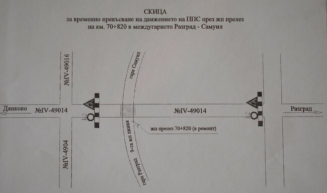 Заради ремонт на жп прелез през следващата седмица затварят участък от пътя Разград-Дянково