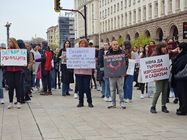 Протест срещу насилието над животни събра десетки души пред сградата на Народното събрание