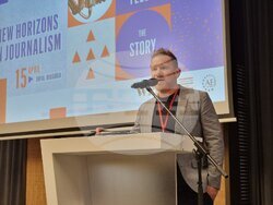 Конференцията „Нови хоризонти в журналистиката“ е на тема „Кой разказва историята сега“.  Снимка: Гергана Николова / БТА