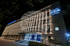 Българска телеграфна агенция - фасада - бяло осветление - Възкресение Христово