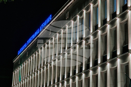 Българска телеграфна агенция - фасада - бяло осветление - Възкресение Христово