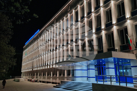 Българска телеграфна агенция - фасада - бяло осветление - Възкресение Христово