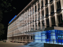 Българска телеграфна агенция - фасада - бяло осветление - Възкресение Христово