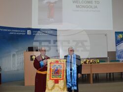 Снимка: Русенски университет „Ангел Кънчев“ - Русенският университет удостои видния монголски учен проф. Камба Лама Дамдинсуран Нацагдорж с почетното звание „Доктор хонорис кауза“