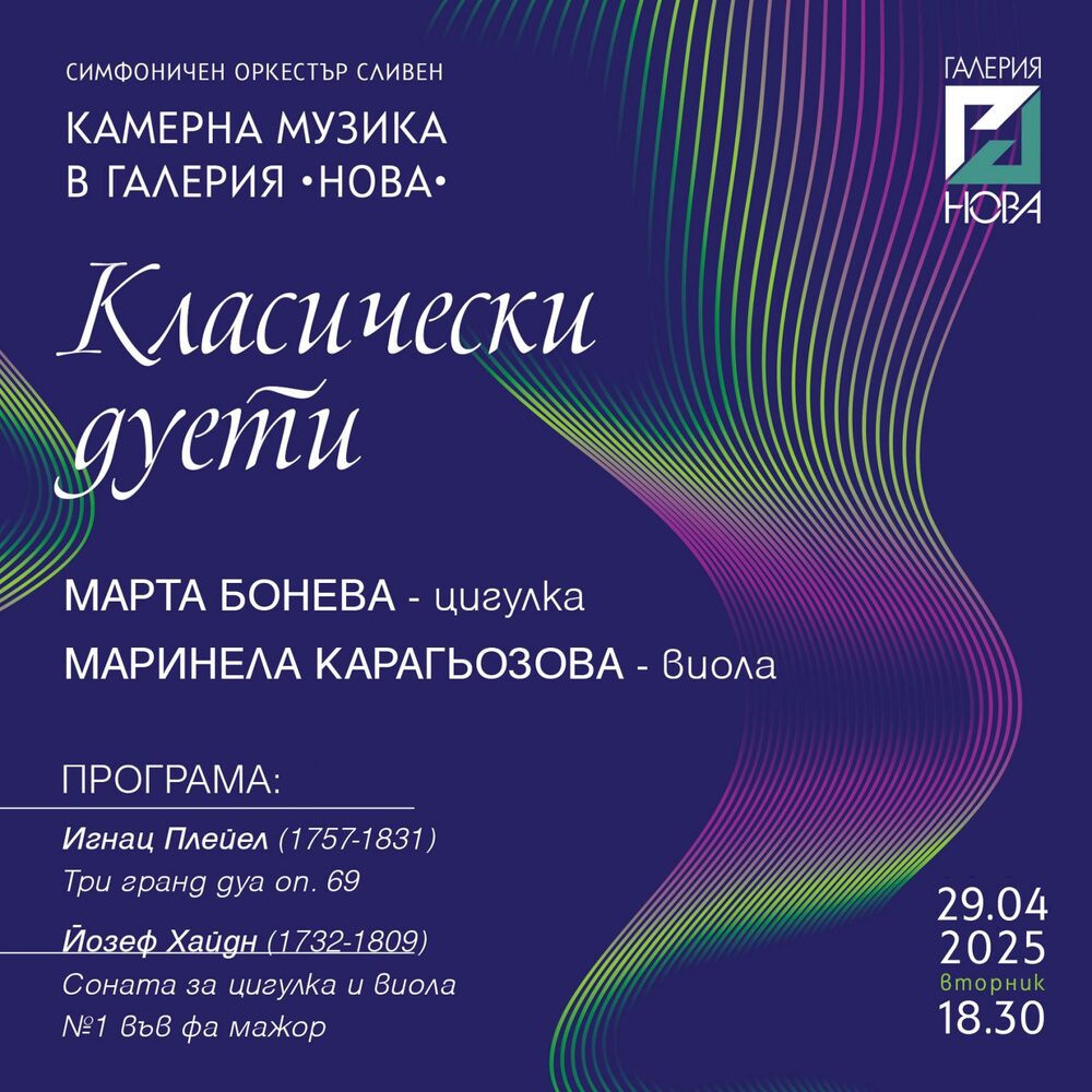 Симфоничен оркестър – Сливен и Национална художествена гимназия "Димитър Добрович" реализират второ издание на проекта „Камерна музика в галерия „Нова“