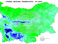 Фигура 1. Средна месечна температура в градус Целзий, илюстрация: НИМХ