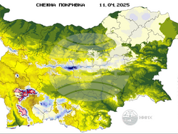 Фигура 6. Височина на снежната покривка на 11 април 2025 г. , илюстрация: НИМХ 