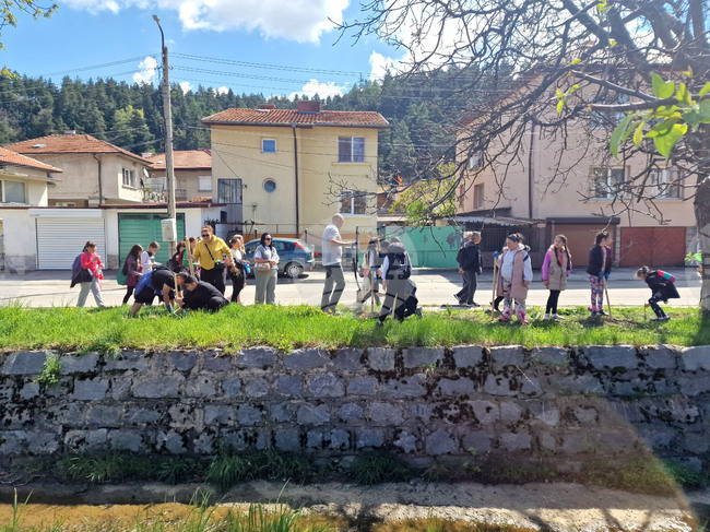 Ученици от самоковско училище засадиха 60 фиданки около основен булевард в града