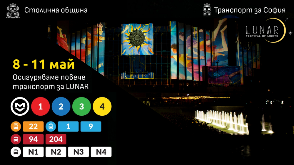 Столична община осигурява възможност за пешеходно придвижване по маршрута на Фестивала на светлините LUNAR 